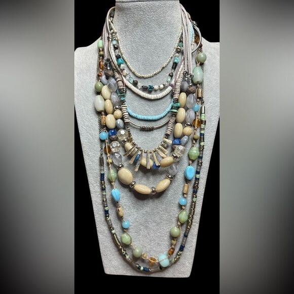 Set of 9 Gorgeous Handmade Boho Southwestern Tribal Statement Necklaces RARE Mix - Picture 1 of 9